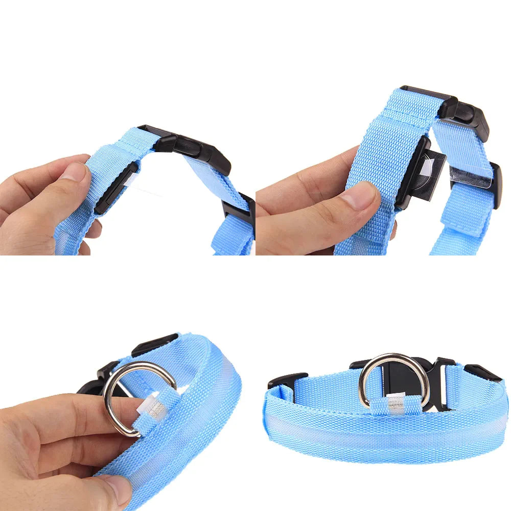 Adjustable Waterproof LED Dog Collar with Flashing Light for Improved Pet Safety