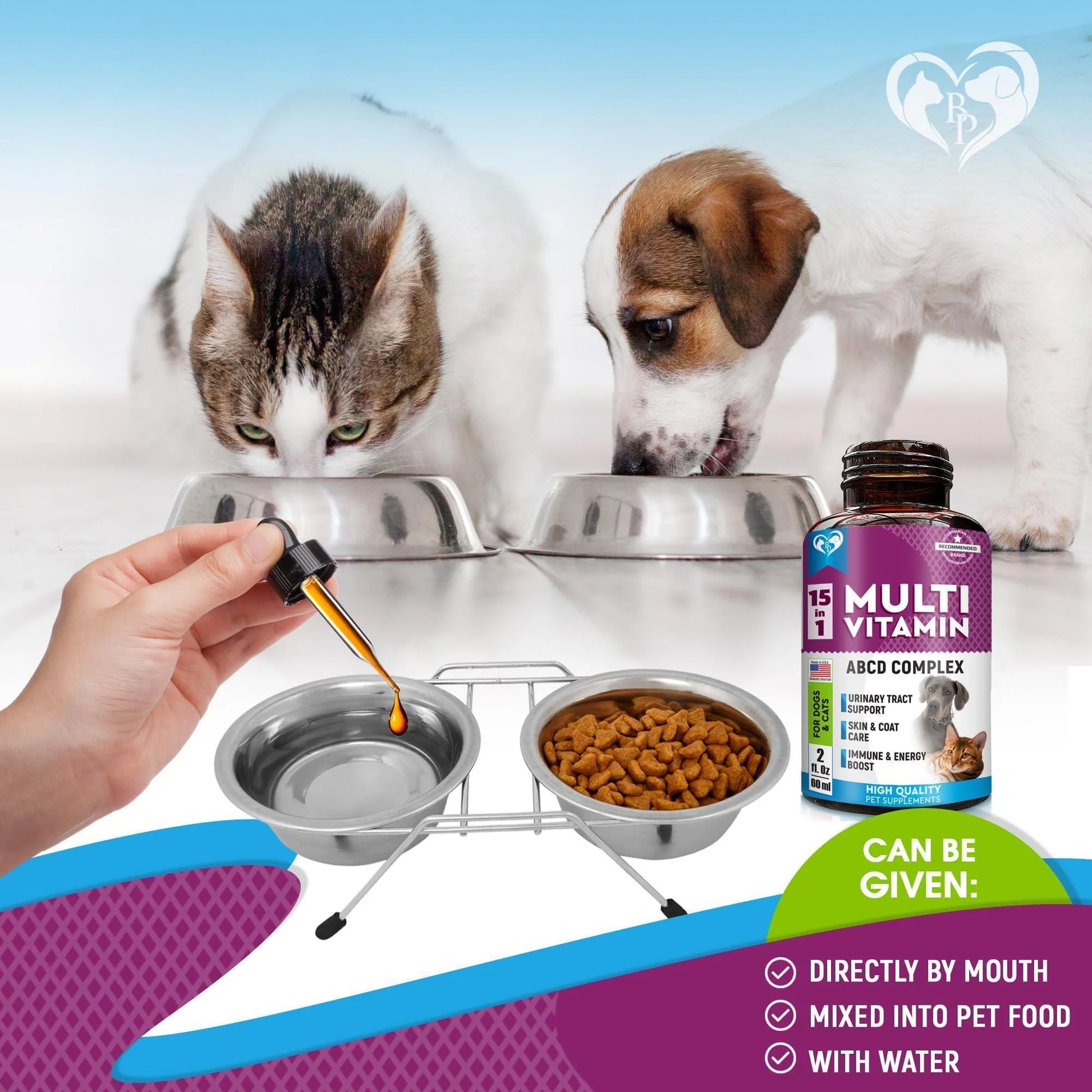 Premium Multivitamin Liquid Supplement for Cats and Dogs with Glucosamine and Cranberry Extract