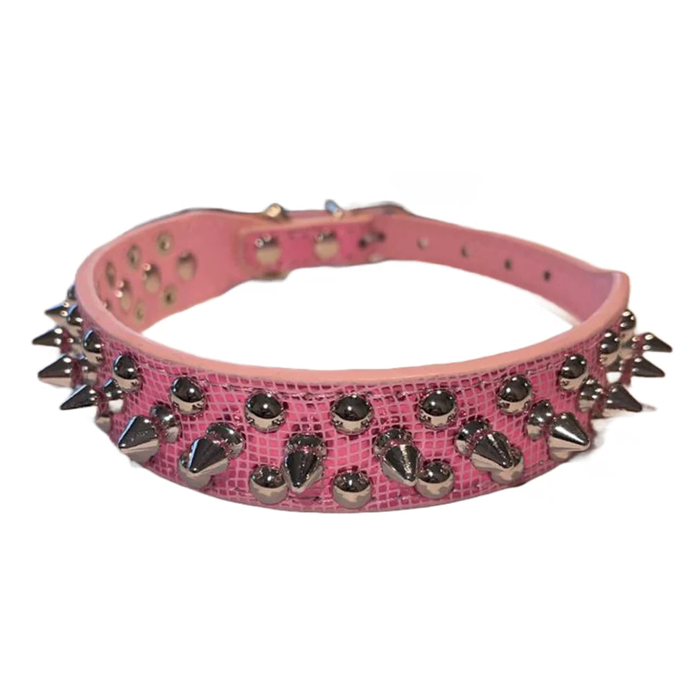 Premium Adjustable Spiked Studded Leather Dog Collar for Small and Large Breeds, Suitable for Pit Bulls and Cats