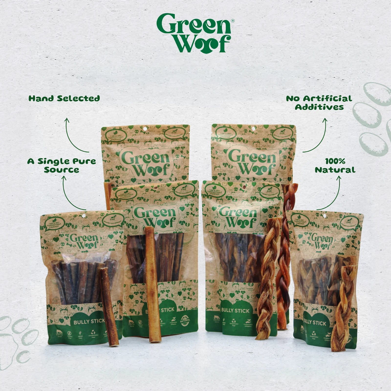 Straight Bully Sticks Natural Dog Chews