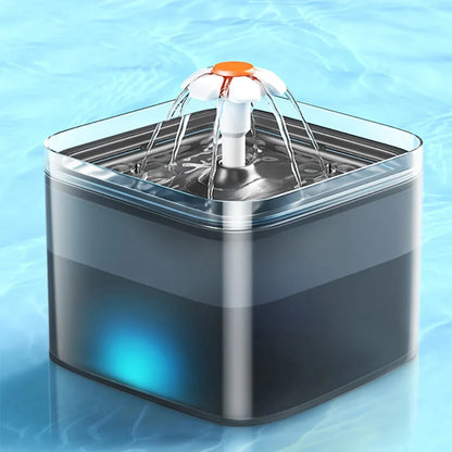 2L Automatic Pet Water Fountain with LED Illumination and USB Connectivity - Recirculating Filtration System for Cats and Dogs