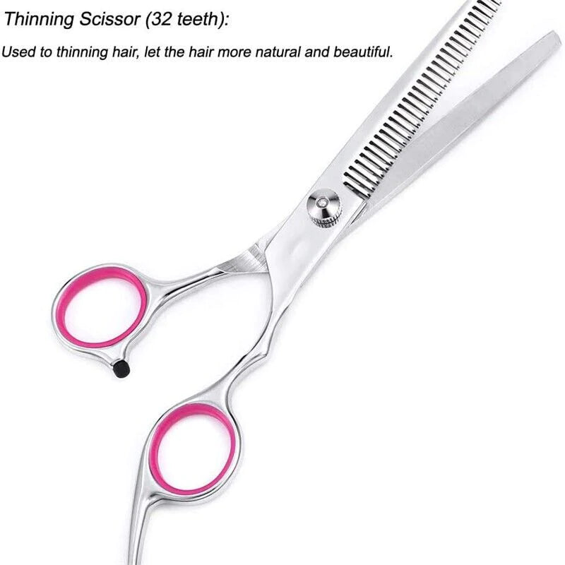 Professional Dog Grooming Scissors Set - Stainless Steel Straight, Curved, and Thinning Shears Kit