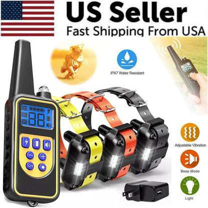 3000 FT Waterproof Rechargeable Remote Dog Training Collar with Shock Function