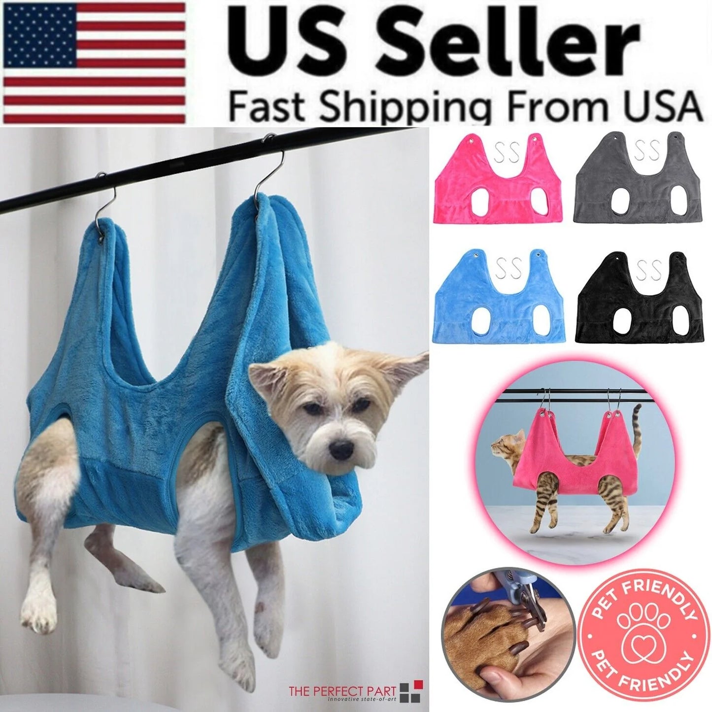 Portable Pet Grooming Hammock Harness for Dogs and Cats - Breathable Grooming Support