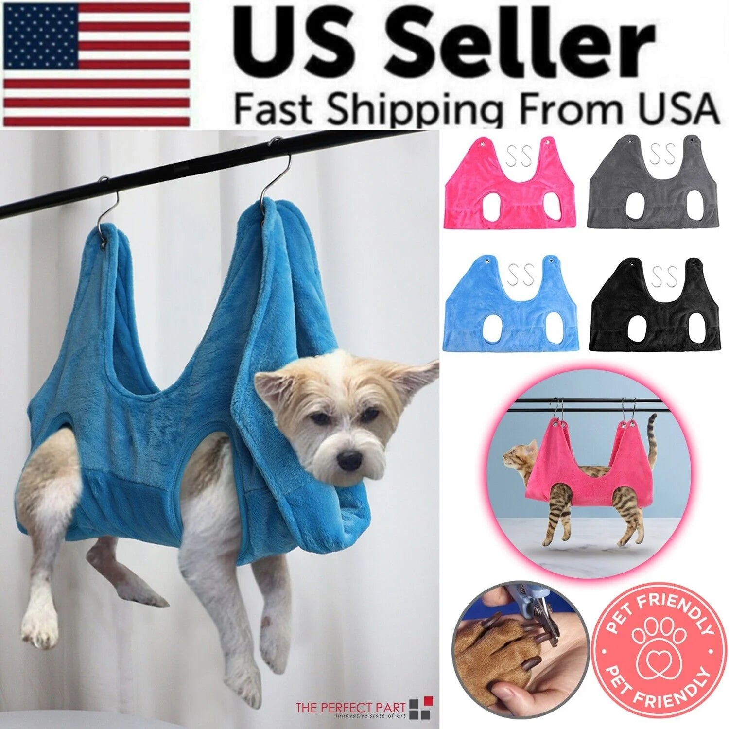 Portable Pet Grooming Hammock Harness for Dogs and Cats - Breathable Grooming Support