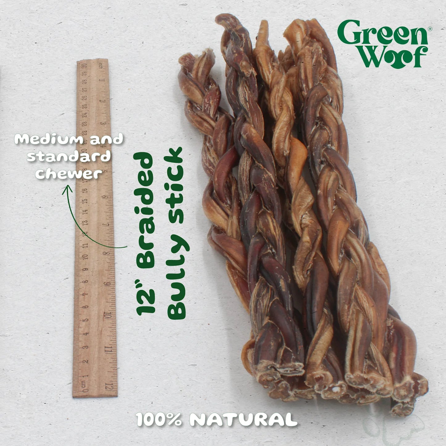 Braided Beef Bully Sticks Natural Dog Chew
