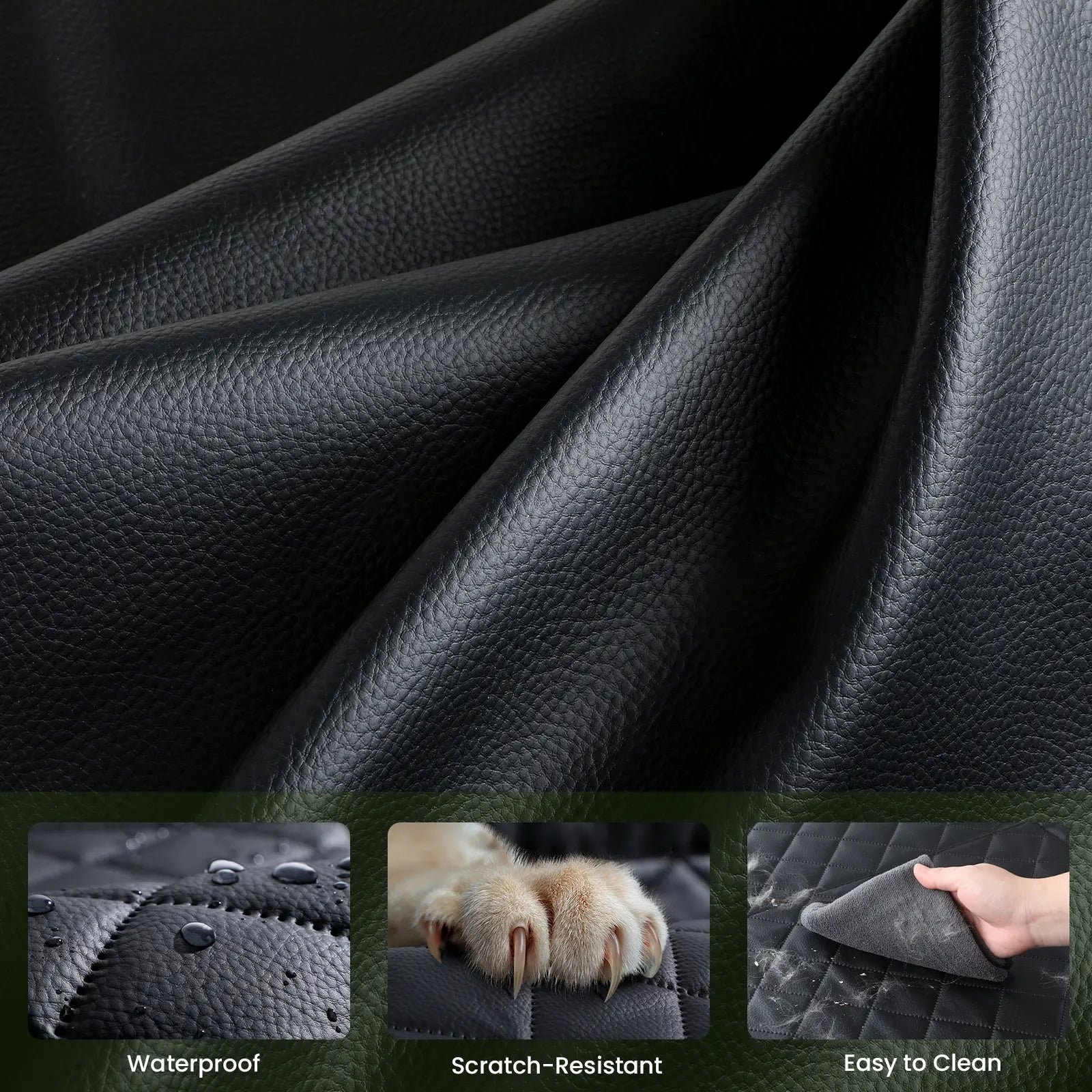 Pecute Waterproof Pet Car Seat Cover with Mesh Window and Storage Pocket, Non-Slip Hammock Design for Cars and Trucks, Easy to Install and Washable