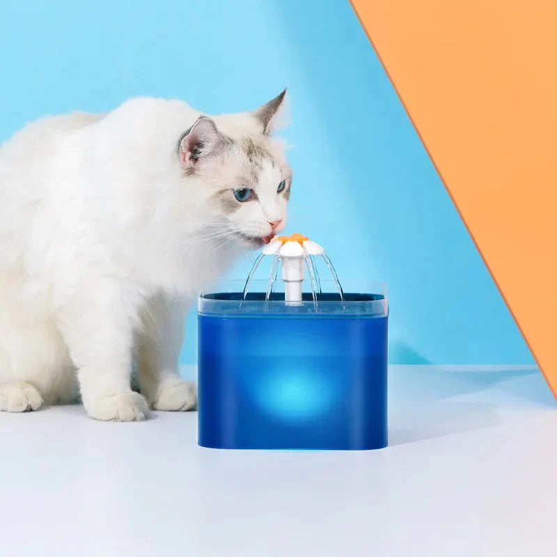 2L Automatic Pet Water Fountain with LED Illumination and USB Connectivity - Recirculating Filtration System for Cats and Dogs