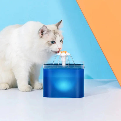 2L Automatic Pet Water Fountain with LED Illumination and USB Connectivity - Recirculating Filtration System for Cats and Dogs