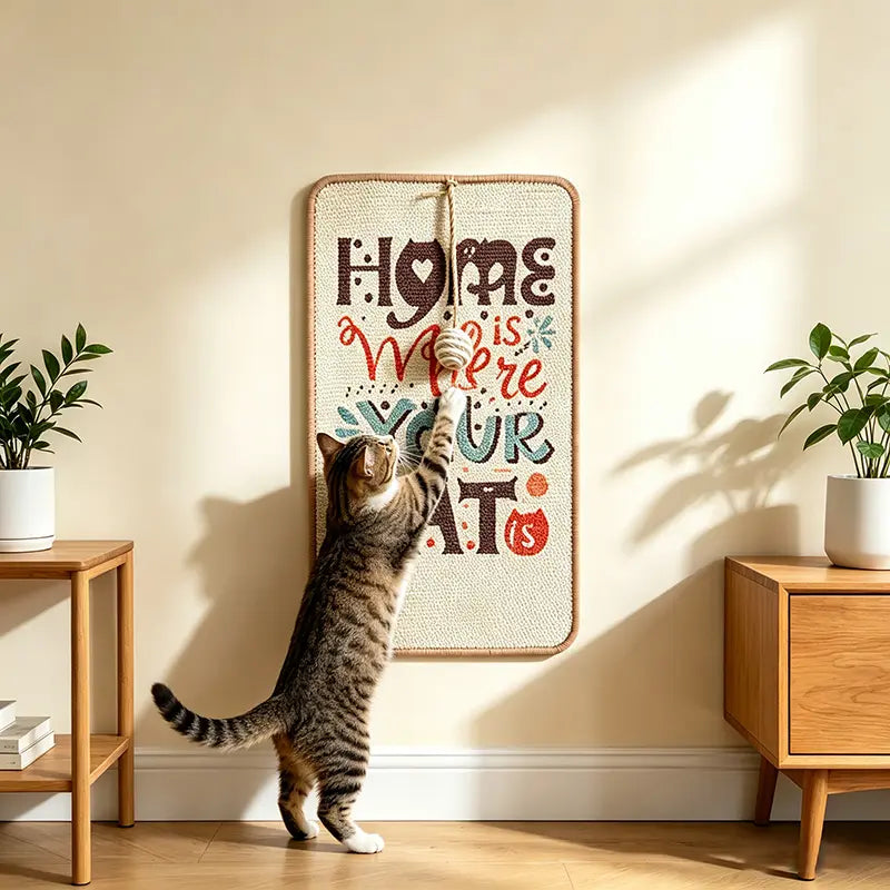 Printed Sisal Cat Scratching Mat, Wall-Mounted Cat Scratch Pad for Furniture and Wall Protection, Non-Slip Cat Scratching Mat for Indoor Cats and Kittens