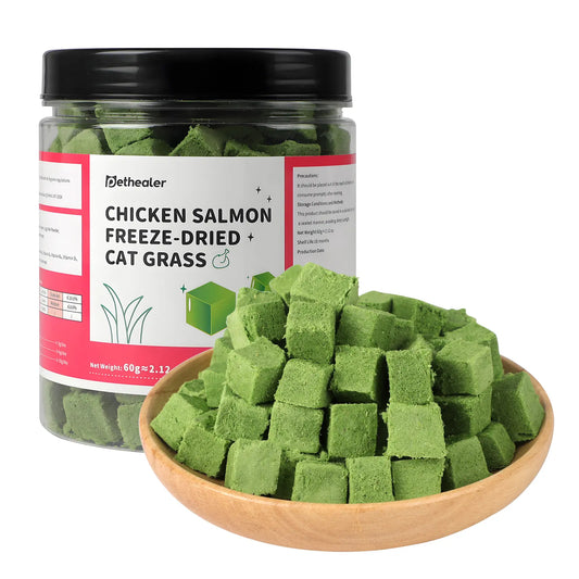 120G Freeze-Dried Cat Grass Treats for Indoor Cats - Chewable Snacks for Teething, Hairball Control, and Oral Health
