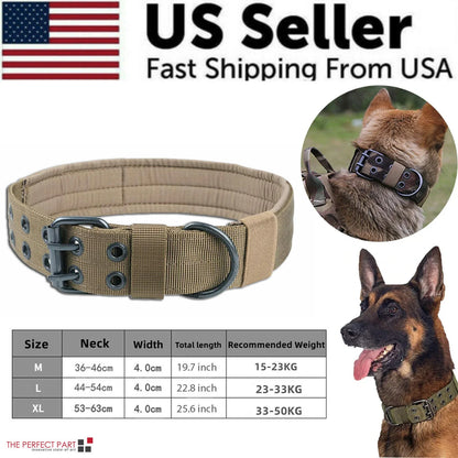 Heavy-Duty 2-Inch Nylon Tactical Dog Collar for Large Breeds with Metal Buckle
