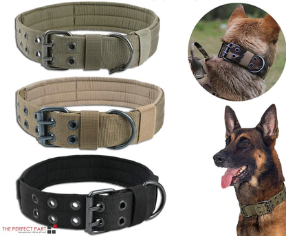 Heavy-Duty 2-Inch Nylon Tactical Dog Collar for Large Breeds with Metal Buckle