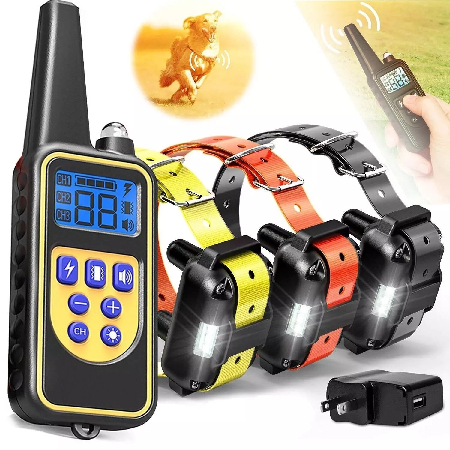 3000 FT Waterproof Rechargeable Remote Dog Training Collar with Shock Function