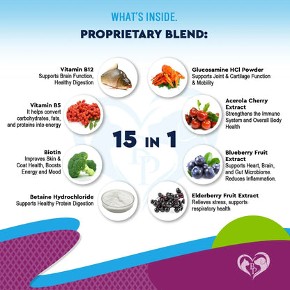 Premium Multivitamin Liquid Supplement for Cats and Dogs with Glucosamine and Cranberry Extract