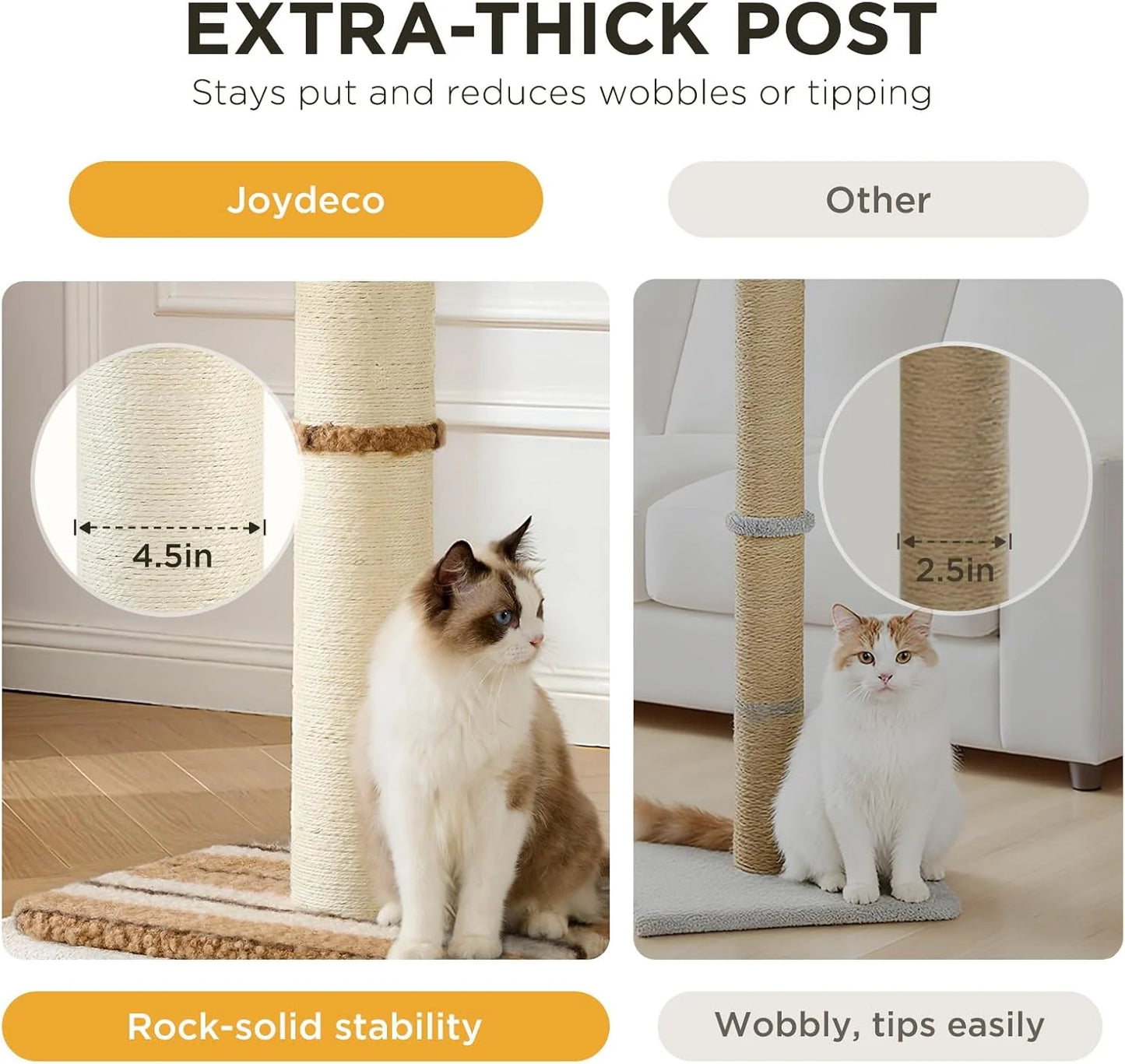 Professional 34-Inch Heavy-Duty Cat Scratching Post with Sisal Rope, Hanging Ball, and Toy Mice for Indoor Use