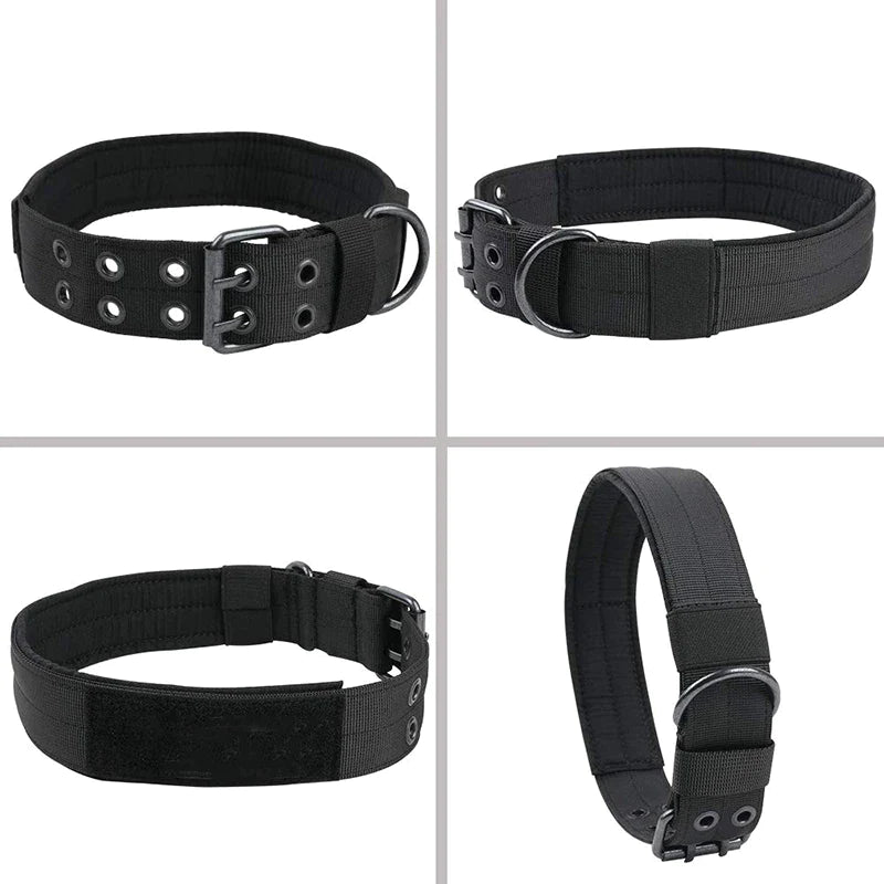 Heavy-Duty 2-Inch Nylon Tactical Dog Collar for Large Breeds with Metal Buckle