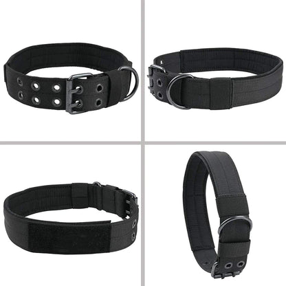 Heavy-Duty 2-Inch Nylon Tactical Dog Collar for Large Breeds with Metal Buckle