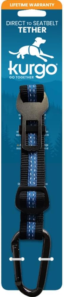 Secure Your Dog's Safety with the Adjustable Direct to Seatbelt Tether in Coastal Blue - Perfect for All Car Rides!