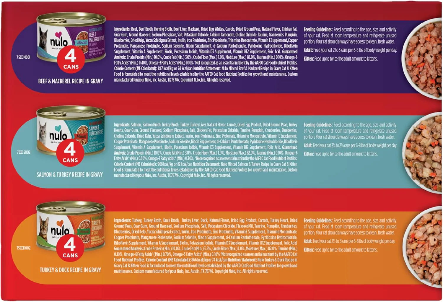 Variety Flavors Grain-Free Minced Wet Canned Cat Food, 3 Ounce (Pack of 12)