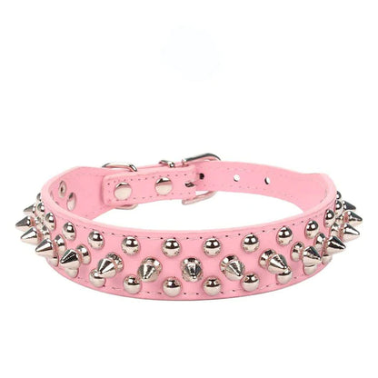 Premium Adjustable Spiked Studded Leather Dog Collar for Small and Large Breeds, Suitable for Pit Bulls and Cats