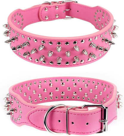 Premium Adjustable Spiked Studded Leather Dog Collar for Small and Large Breeds, Suitable for Pit Bulls and Cats