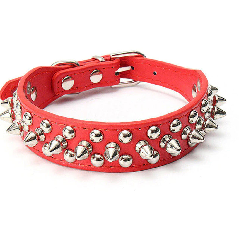 Premium Adjustable Spiked Studded Leather Dog Collar for Small and Large Breeds, Suitable for Pit Bulls and Cats