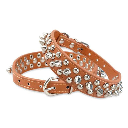 Premium Adjustable Spiked Studded Leather Dog Collar for Small and Large Breeds, Suitable for Pit Bulls and Cats