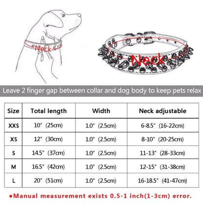 Premium Adjustable Spiked Studded Leather Dog Collar for Small and Large Breeds, Suitable for Pit Bulls and Cats