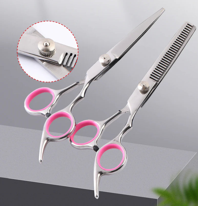 Professional Dog Grooming Scissors Set - Stainless Steel Straight, Curved, and Thinning Shears Kit