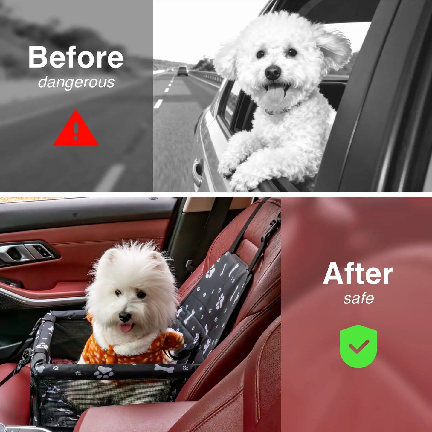 Pet Car Seat - Foldable Safety Booster for Cats and Dogs | Breathable, Easy-to-Clean Design with Spacious Interior | Compatible with Front and Back Seats, Effortless Assembly