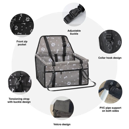 Pet Car Seat - Foldable Safety Booster for Cats and Dogs | Breathable, Easy-to-Clean Design with Spacious Interior | Compatible with Front and Back Seats, Effortless Assembly