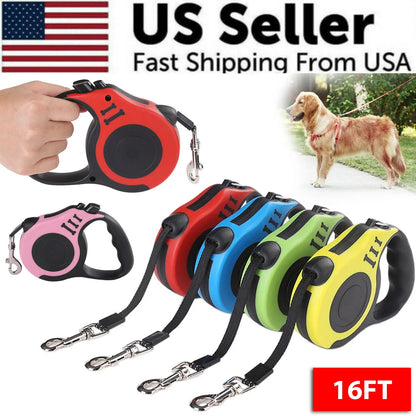 16.5FT Automatic Retractable Dog Leash with Pet Collar - Hands-Free Walking Solution, Complimentary Shipping within the US