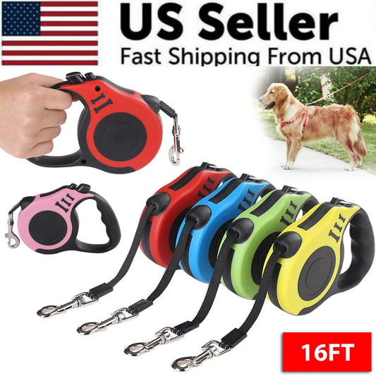 16.5FT Automatic Retractable Dog Leash with Pet Collar - Hands-Free Walking Solution, Complimentary Shipping within the US