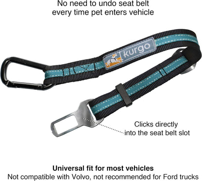 Secure Your Dog's Safety with the Adjustable Direct to Seatbelt Tether in Coastal Blue - Perfect for All Car Rides!