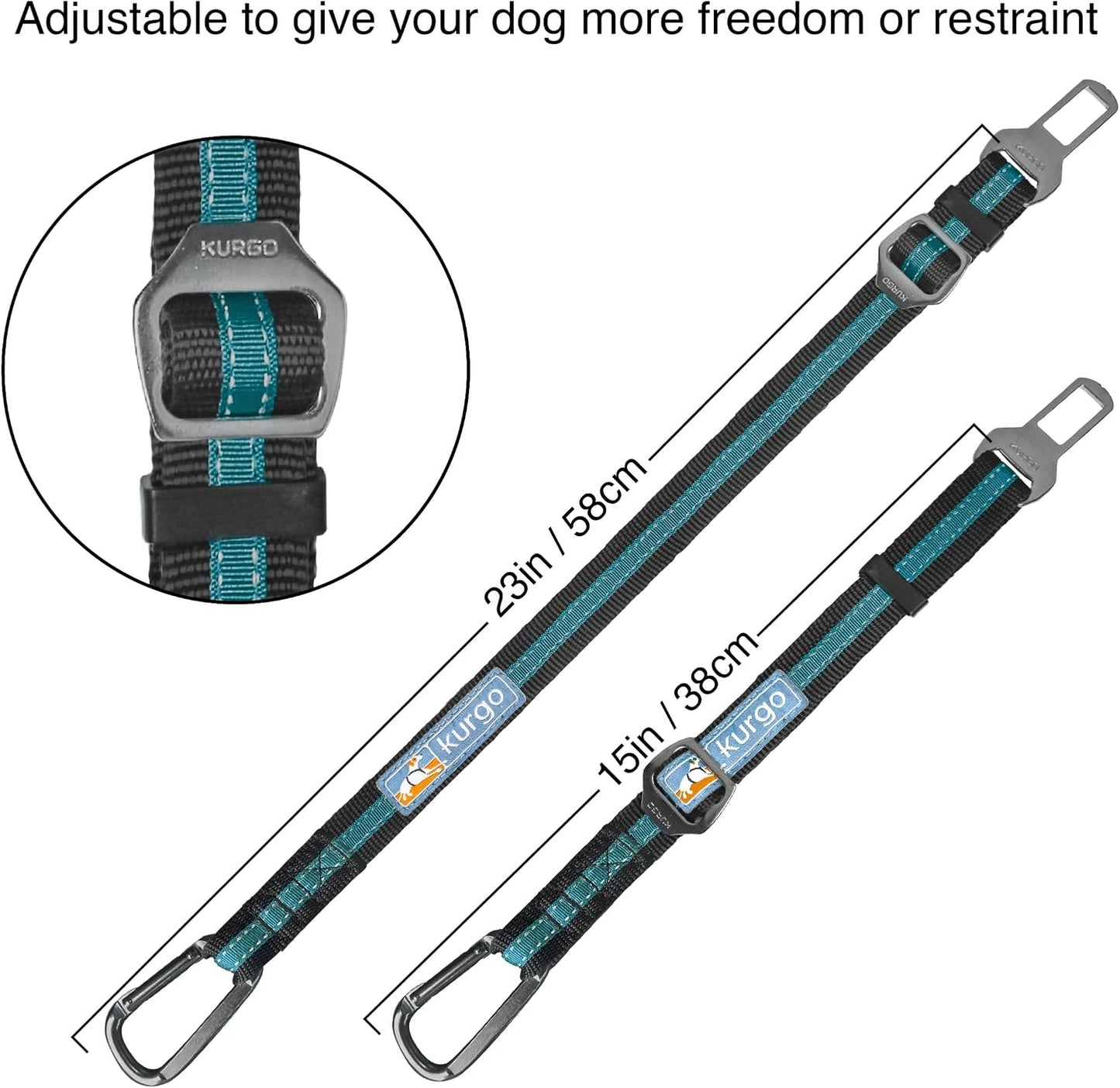 Secure Your Dog's Safety with the Adjustable Direct to Seatbelt Tether in Coastal Blue - Perfect for All Car Rides!