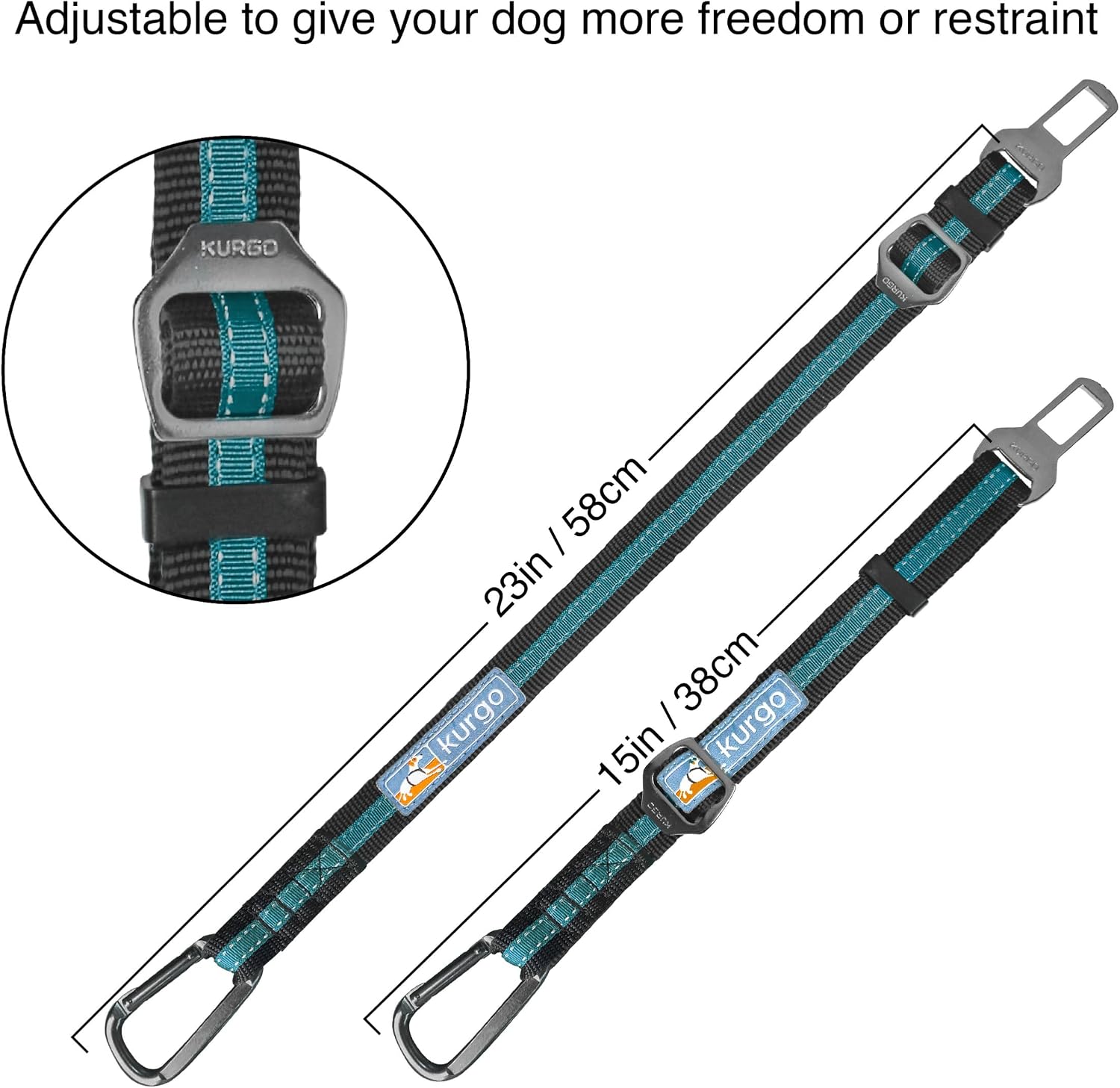 Secure Your Dog's Safety with the Adjustable Direct to Seatbelt Tether in Coastal Blue - Perfect for All Car Rides!