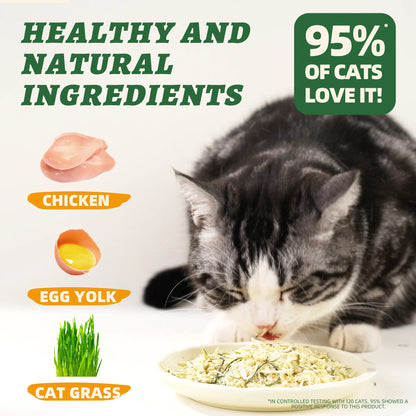 Wellix 7.5Oz Freeze-Dried Chicken Formula Cat Grass Food Topper for Cats and Dogs - Enriched with Egg Yolk and Cat Grass for Hairball Control and Gut Health - Low Calorie and Nutritious