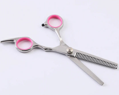 Professional Dog Grooming Scissors Set - Stainless Steel Straight, Curved, and Thinning Shears Kit