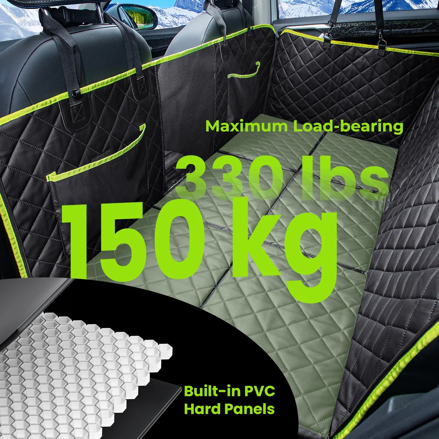 Pecute Waterproof Pet Car Seat Cover with Mesh Window and Storage Pocket, Non-Slip Hammock Design for Cars and Trucks, Easy to Install and Washable