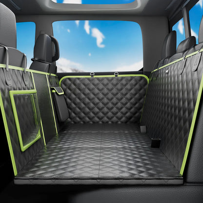 Pecute Waterproof Pet Car Seat Cover with Mesh Window and Storage Pocket, Non-Slip Hammock Design for Cars and Trucks, Easy to Install and Washable