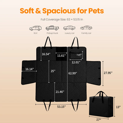 【Tiktokshopstockup】 VALUXE Dog Car Seat Cover for Large Dogs, Full-Cover Waterproof Back Seat Protector, Foldable, Beige/Black Summervibes Petlovers