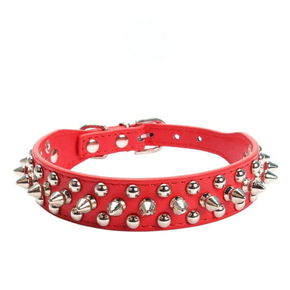 Premium Adjustable Spiked Studded Leather Dog Collar for Small and Large Breeds, Suitable for Pit Bulls and Cats