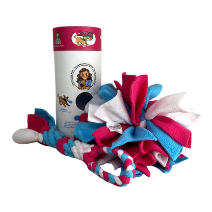Chelsy'S Toys 3 in 1 Enrichment Tube for Dogs Tug Toy Treat Dispenser & Snuffle Ball Durable Rope Dog Toy Interactive Dog Treat Puzzle for Large Dogs & Puppies (Blue)