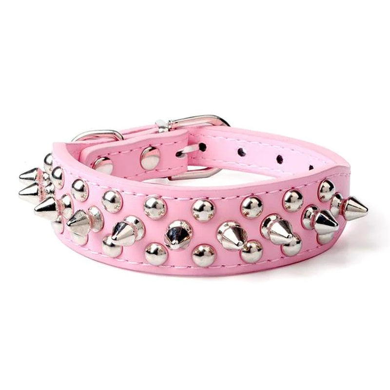 Premium Adjustable Spiked Studded Leather Dog Collar for Small and Large Breeds, Suitable for Pit Bulls and Cats