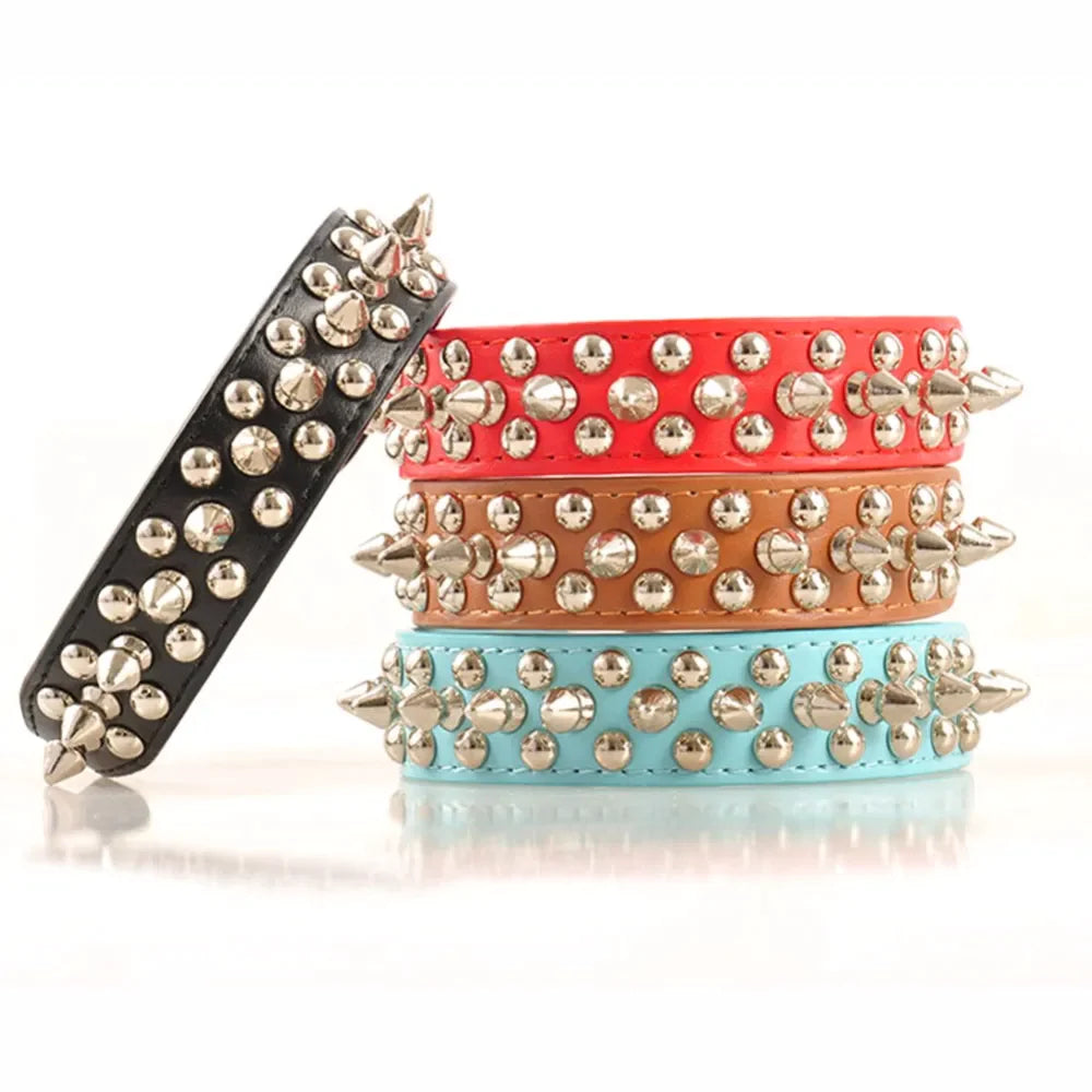 Premium Adjustable Spiked Studded Leather Dog Collar for Small and Large Breeds, Suitable for Pit Bulls and Cats