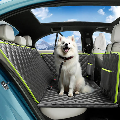 Pecute Waterproof Pet Car Seat Cover with Mesh Window and Storage Pocket, Non-Slip Hammock Design for Cars and Trucks, Easy to Install and Washable