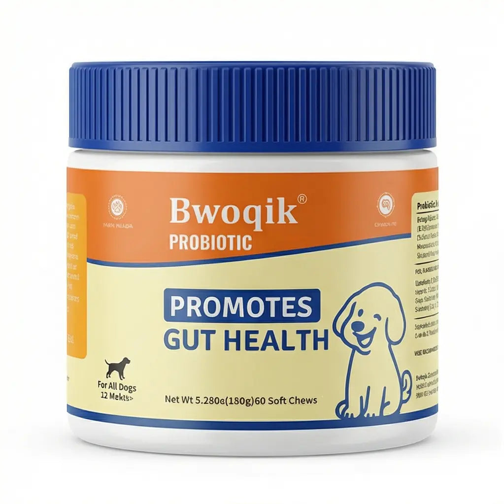 BWOQIK Pet Probiotics for Dogs & Cats - Omega Bite Supplement Supports Digestive Health Easy to Use for Healthy Gut