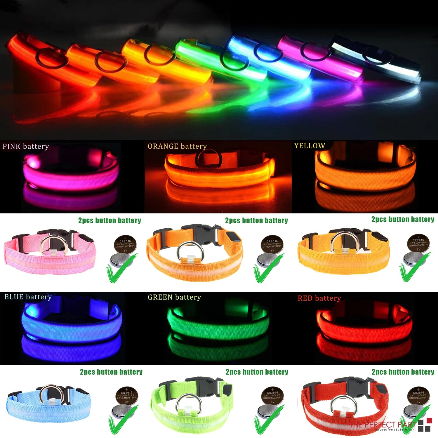 Adjustable Waterproof LED Dog Collar with Flashing Light for Improved Pet Safety