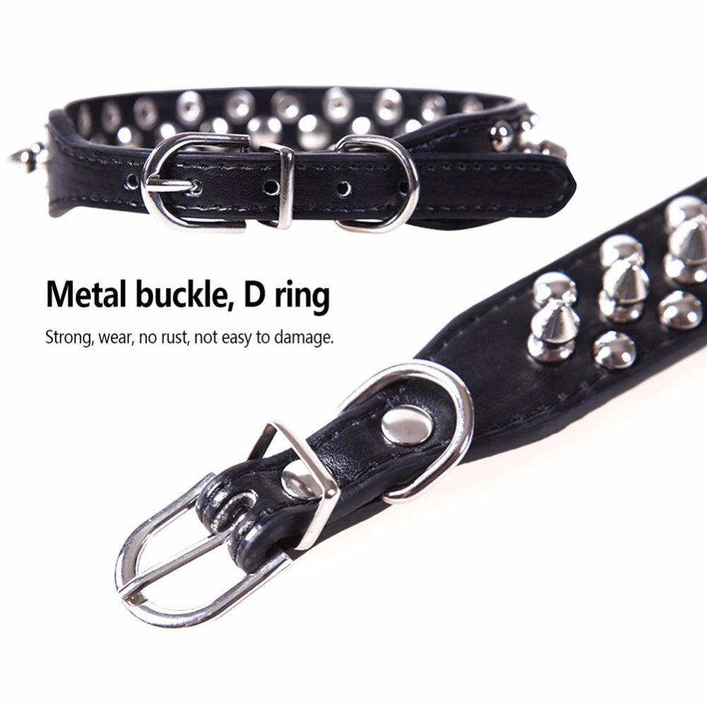 Premium Adjustable Spiked Studded Leather Dog Collar for Small and Large Breeds, Suitable for Pit Bulls and Cats